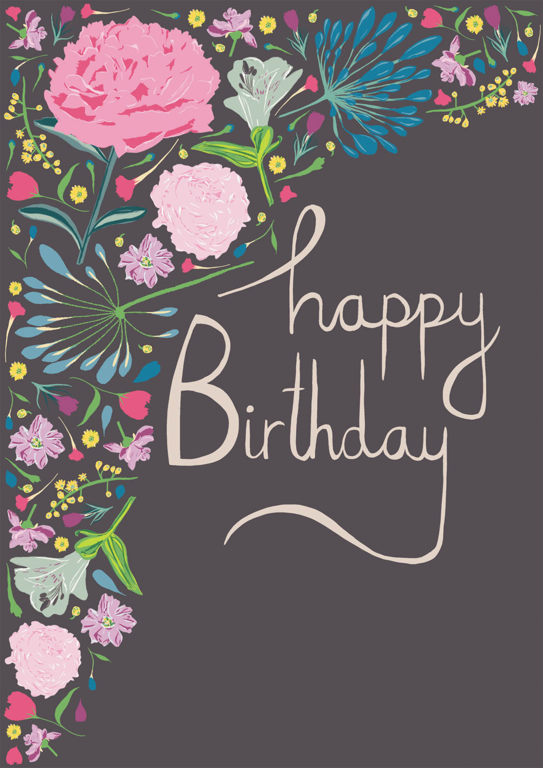 Happy Birthday Floral dark – Tasha Goddard